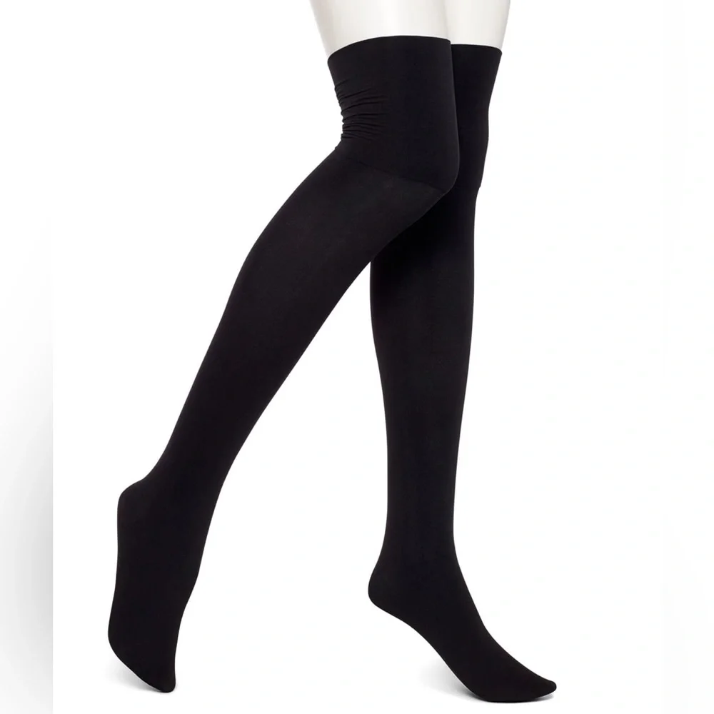 HUE MICROFIBER OVER THE KNEE BOOT LINERS SOCKS BLACK OS NWT
